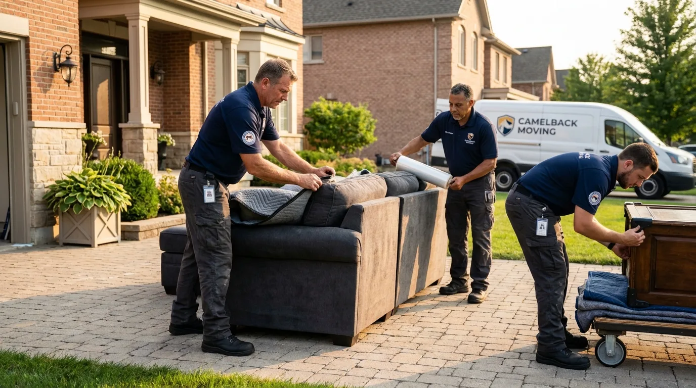 Large estate moving crew wrapping furniture in Mission Hills, CA