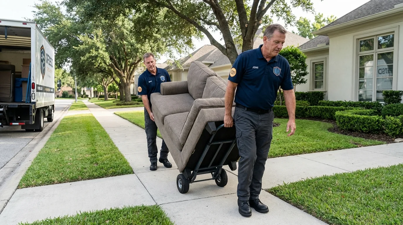 Local residential moving crew loading furniture in Mission Hills, CA